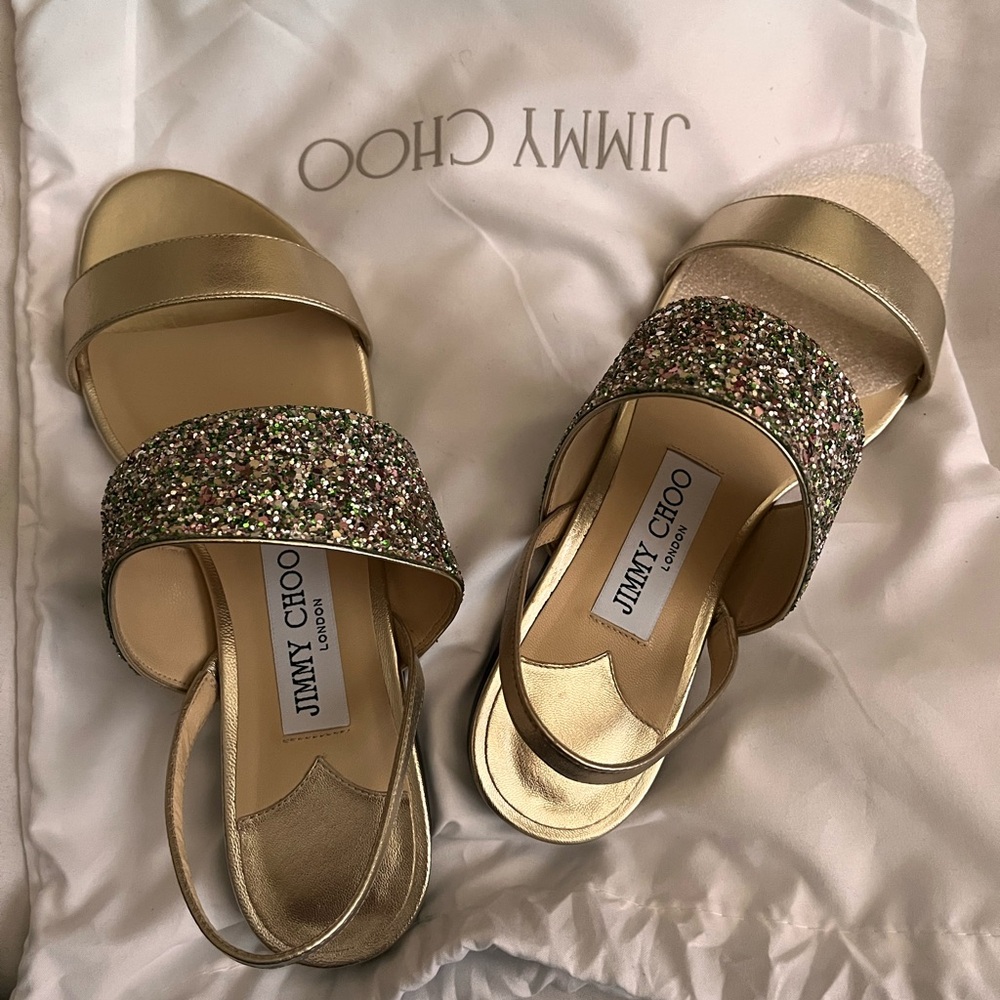 Jimmy Choo - Seia Gold Glitter Sandals